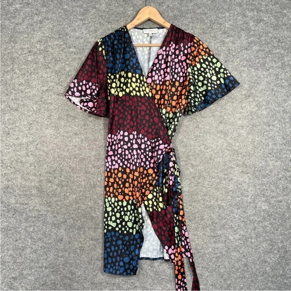 Never Fully Dressed Dresses & Skirts - NEVER FULLY DRESSED Dress Size UK 10 Womens Contrast Leopard Wrap Mini Short